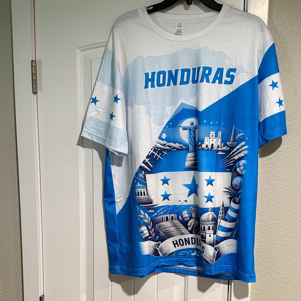 Honduras Graphic T-Shirt in Blue and White